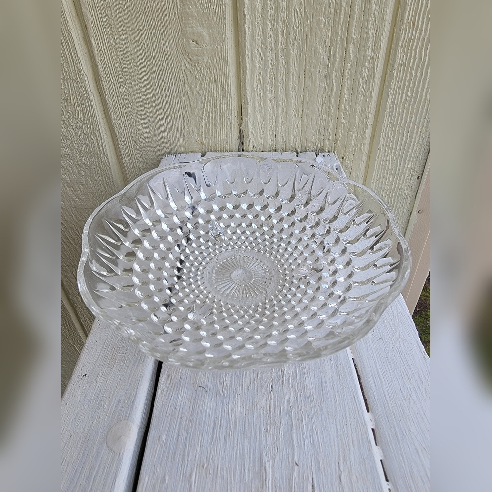 Vintage Anchor Hocking Glass Footed Candy Dish